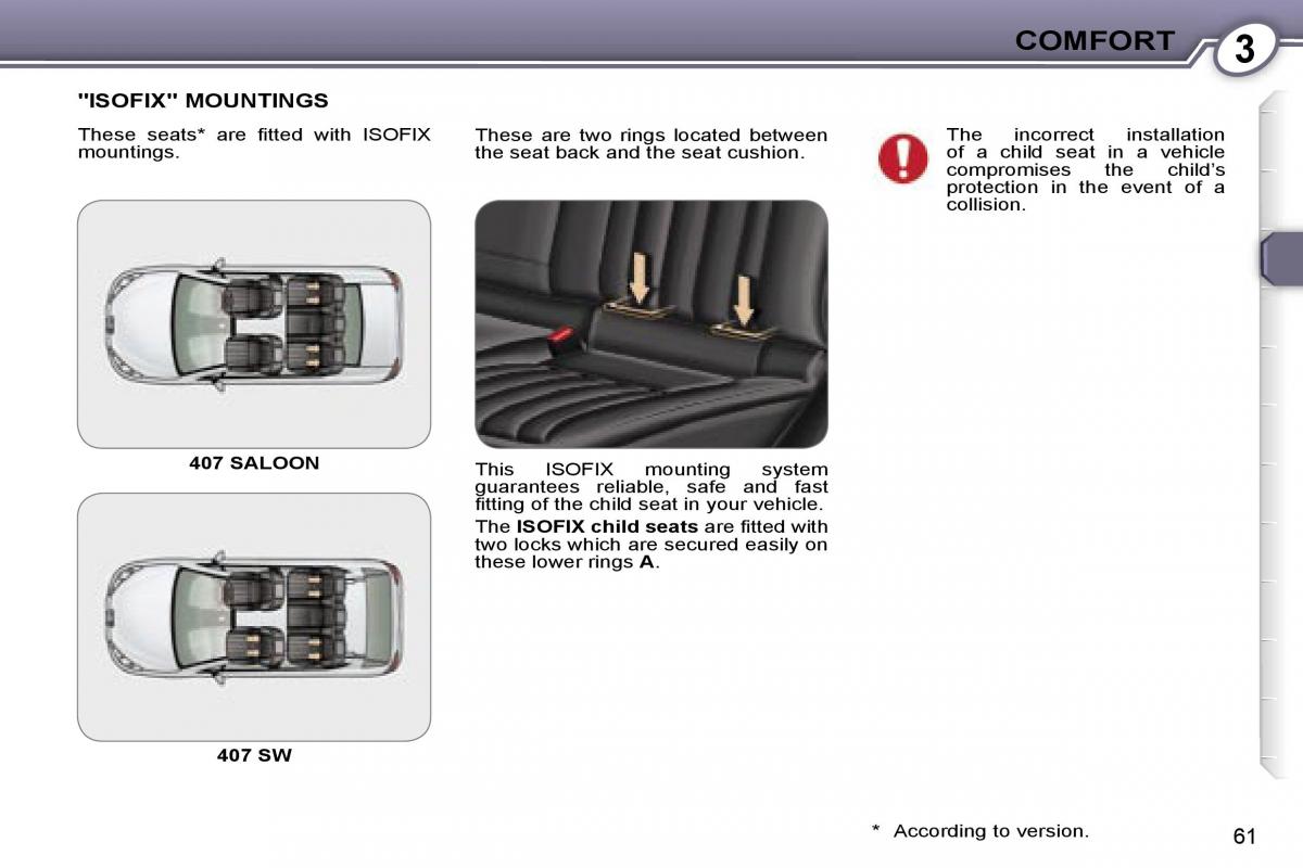 Peugeot 407 owners manual / page 72