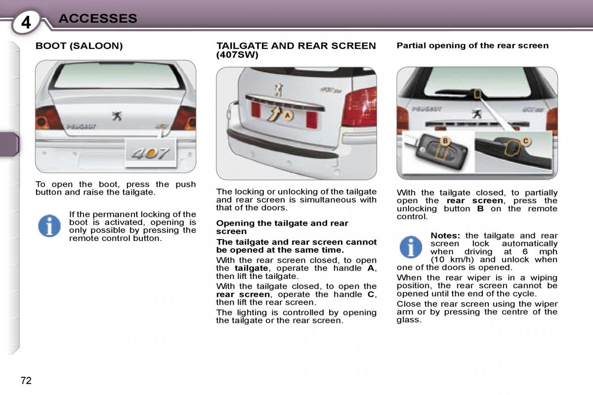 Peugeot 407 owners manual / page 86