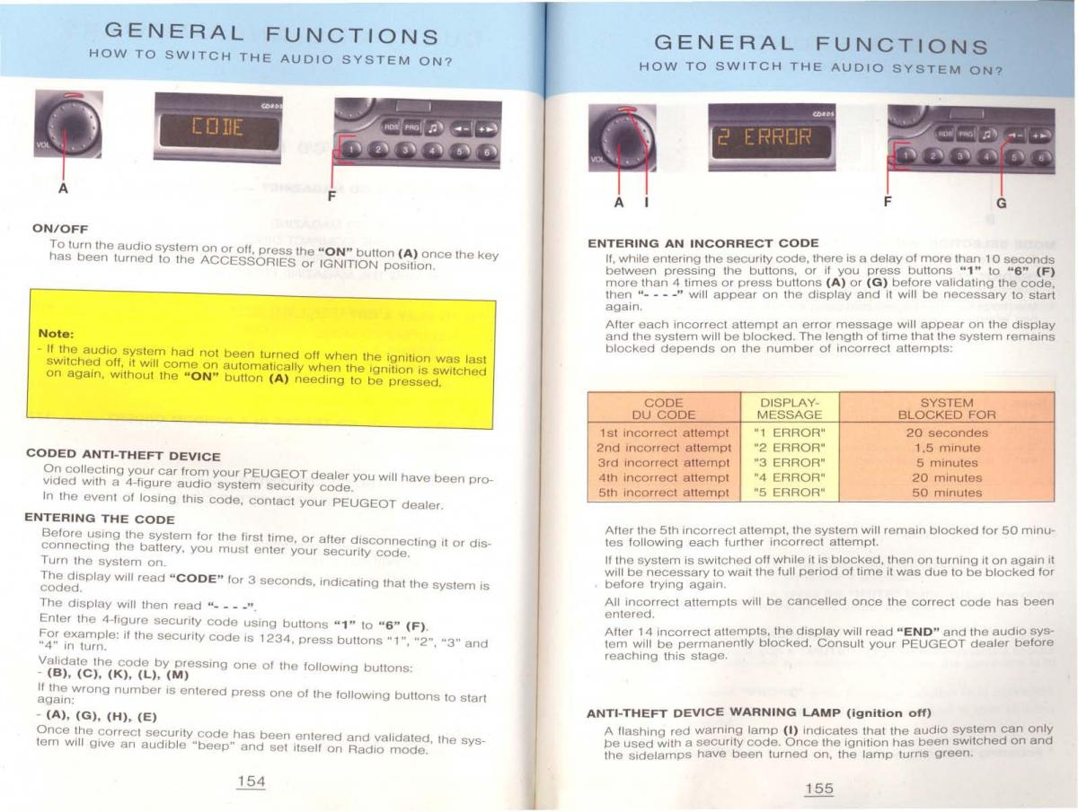 Peugeot 806 owners manual / page 87