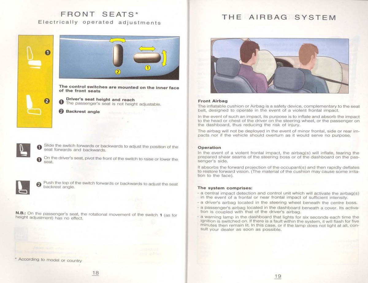 Peugeot 806 owners manual / page 20