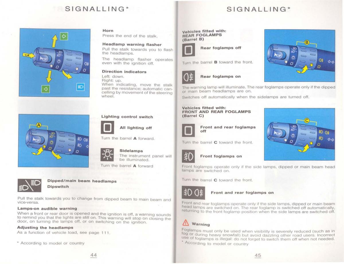 Peugeot 806 owners manual / page 33