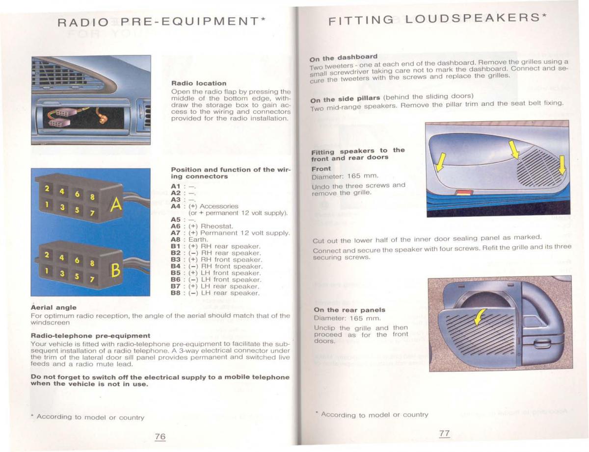 Peugeot 806 owners manual / page 49