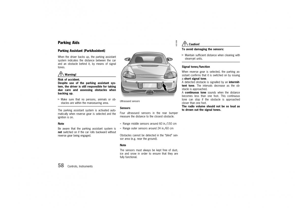 Porsche Boxster 986 owners manual / page 56