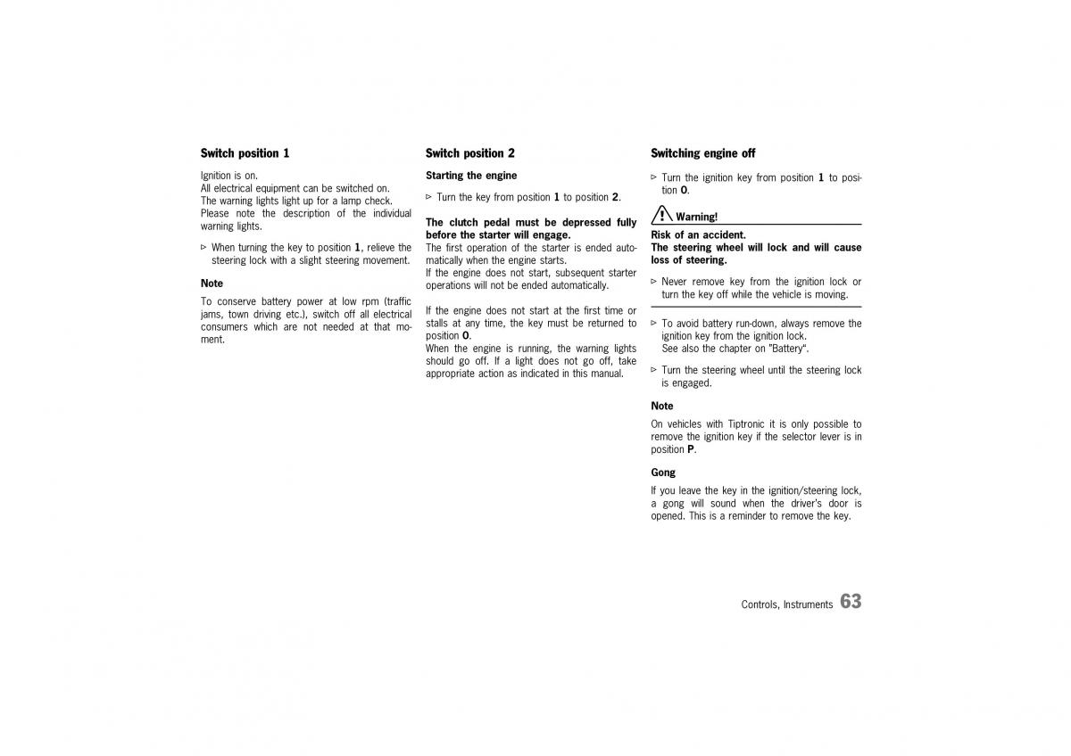 Porsche Boxster 986 owners manual / page 61