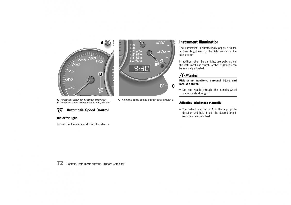 Porsche Boxster 986 owners manual / page 70