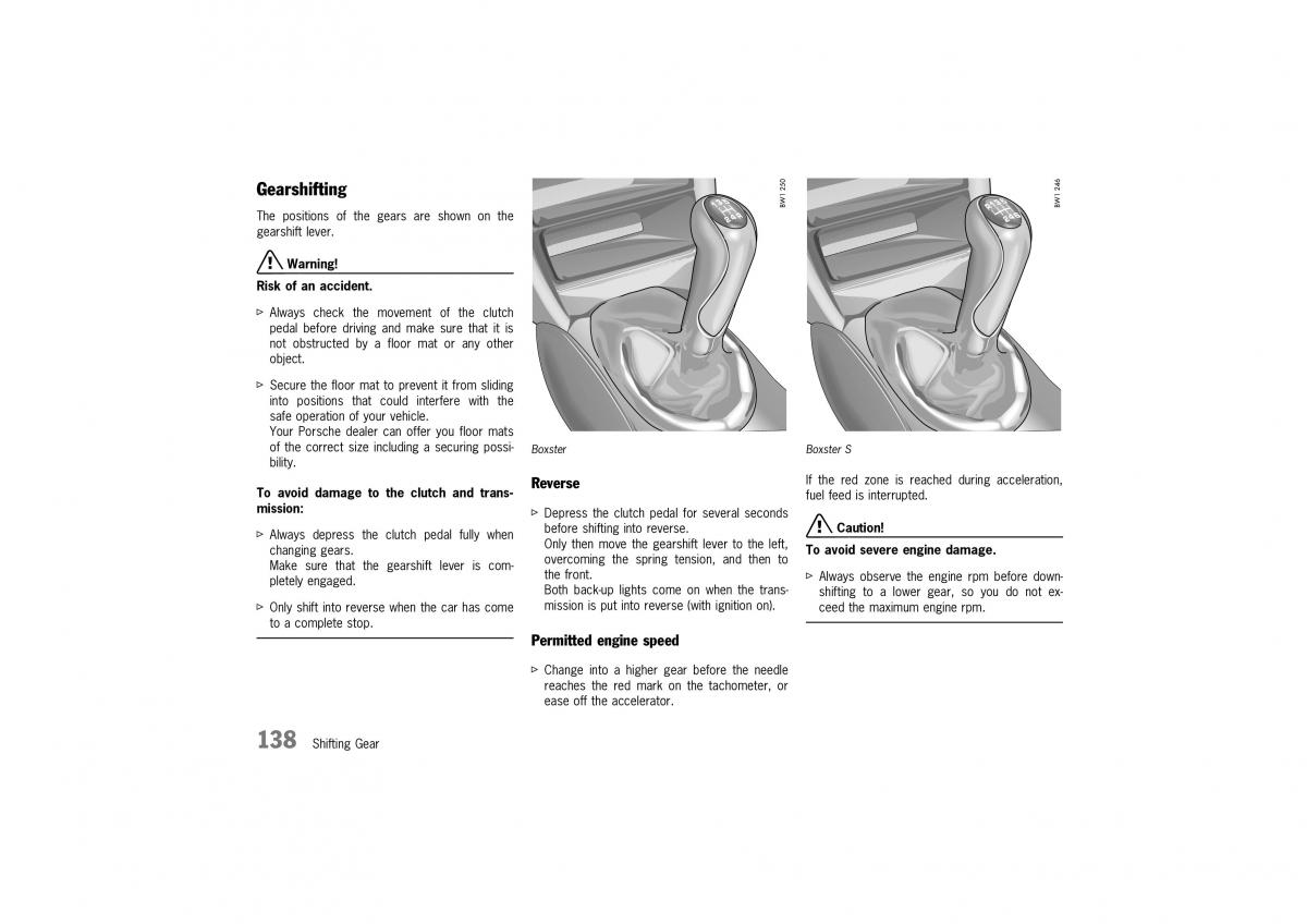 Porsche Boxster 986 owners manual / page 136