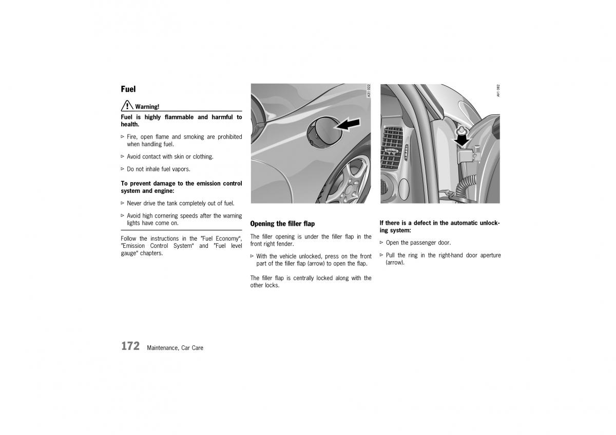 Porsche Boxster 986 owners manual / page 170