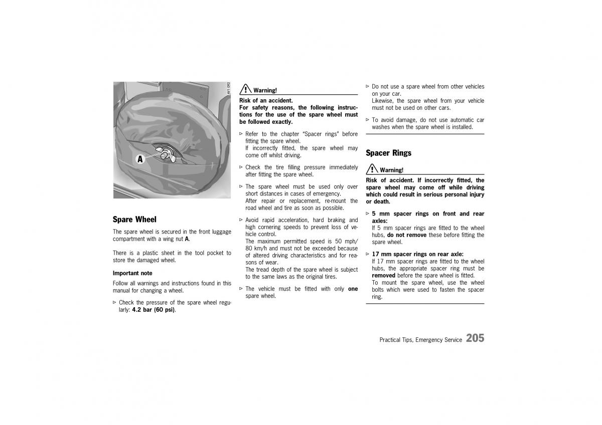 Porsche Boxster 986 owners manual / page 202