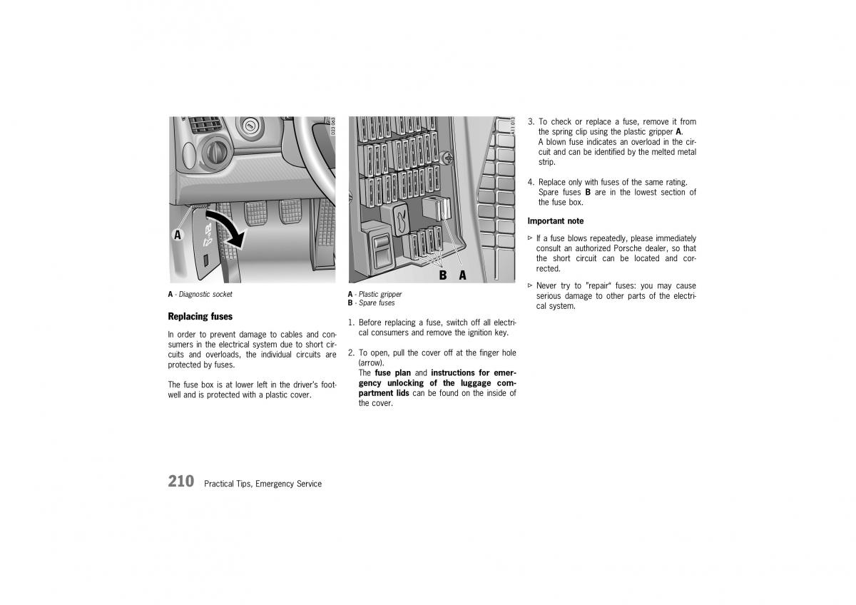 Porsche Boxster 986 owners manual / page 207