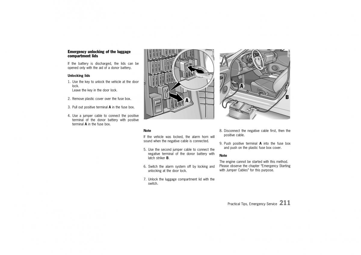 Porsche Boxster 986 owners manual / page 208