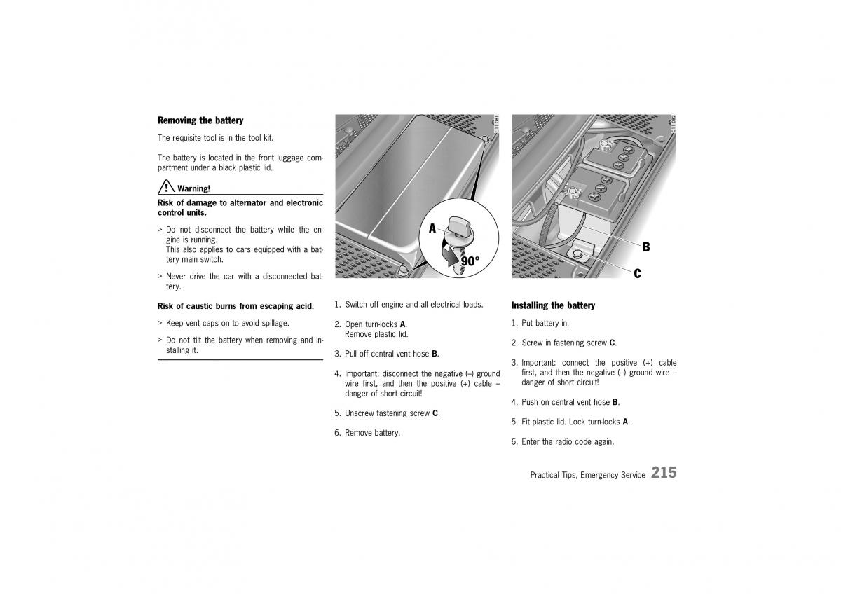 Porsche Boxster 986 owners manual / page 212