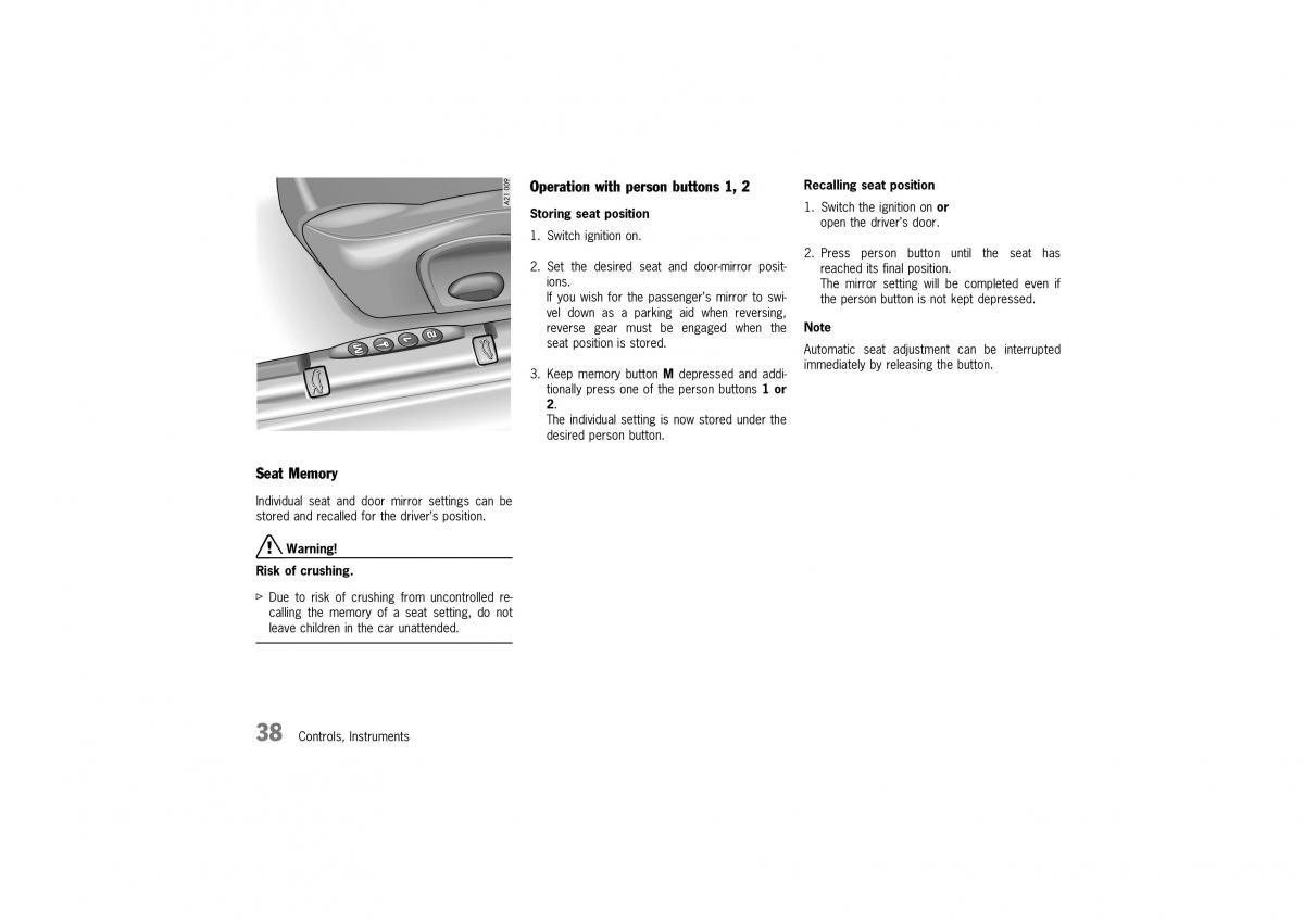 Porsche Boxster 986 owners manual / page 36