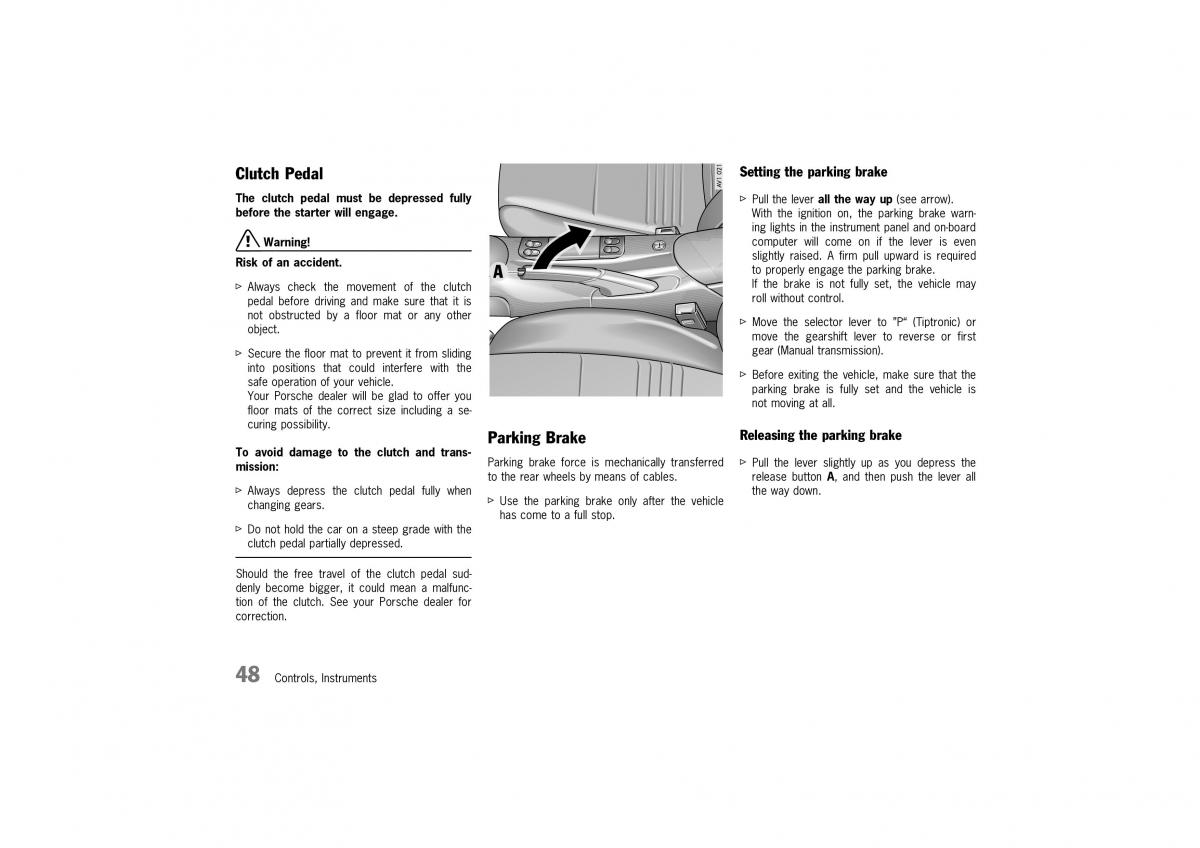 Porsche Boxster 986 owners manual / page 46