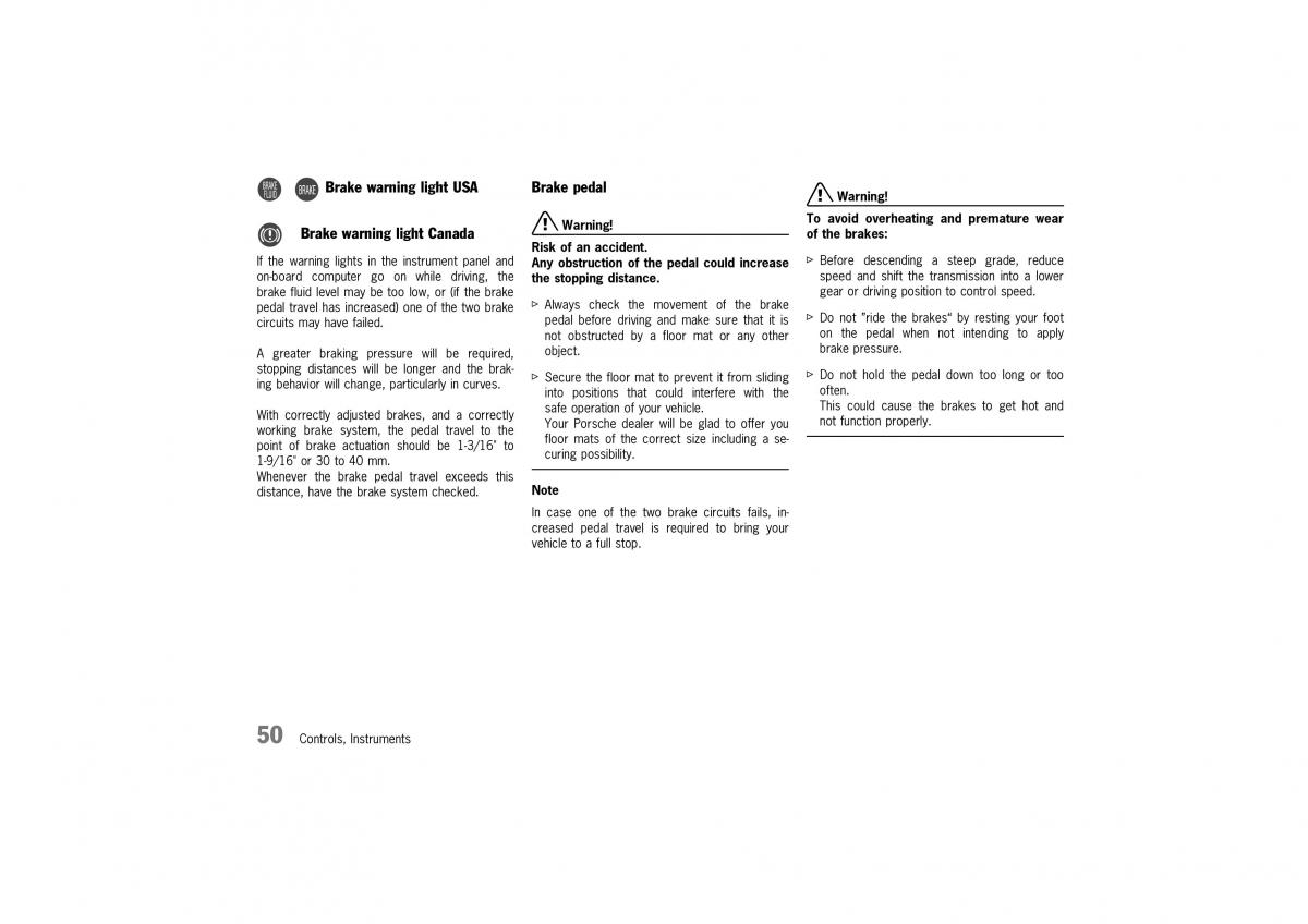 Porsche Boxster 986 owners manual / page 48