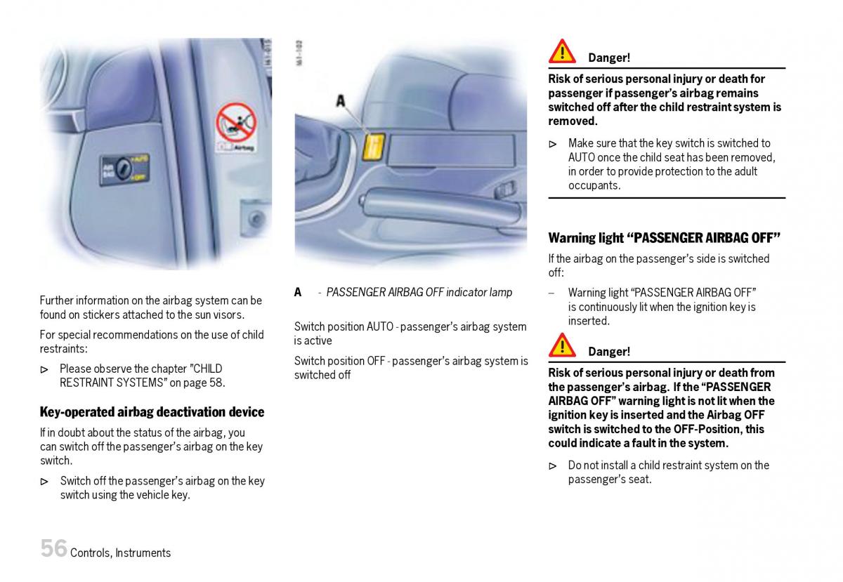 Porsche Boxster 987 owners manual / page 58