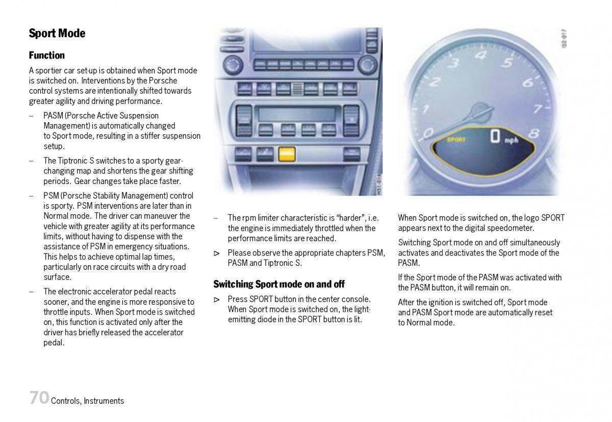 Porsche Boxster 987 owners manual / page 72