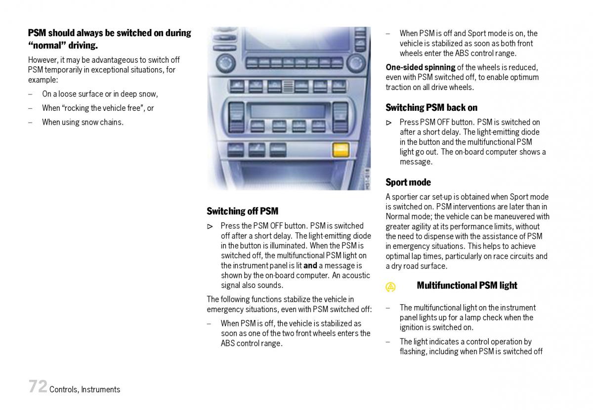 Porsche Boxster 987 owners manual / page 74