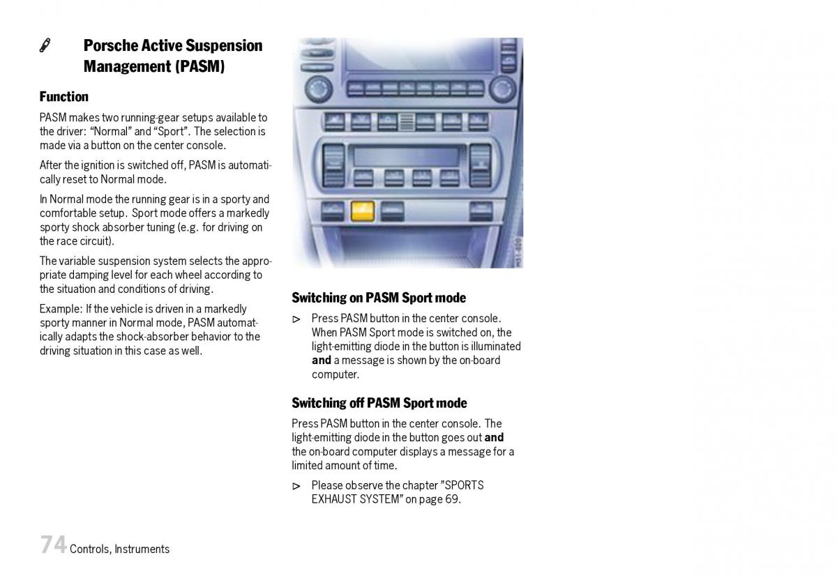 Porsche Boxster 987 owners manual / page 76