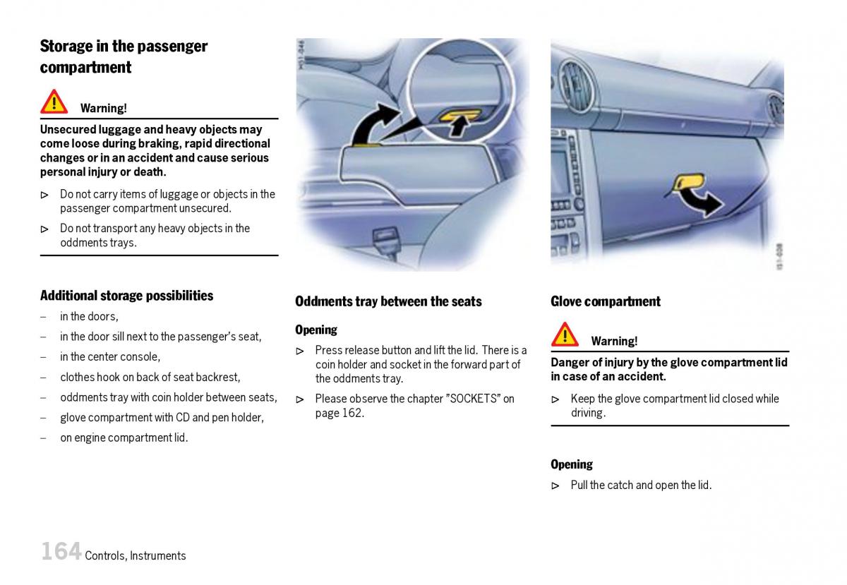 Porsche Boxster 987 owners manual / page 166