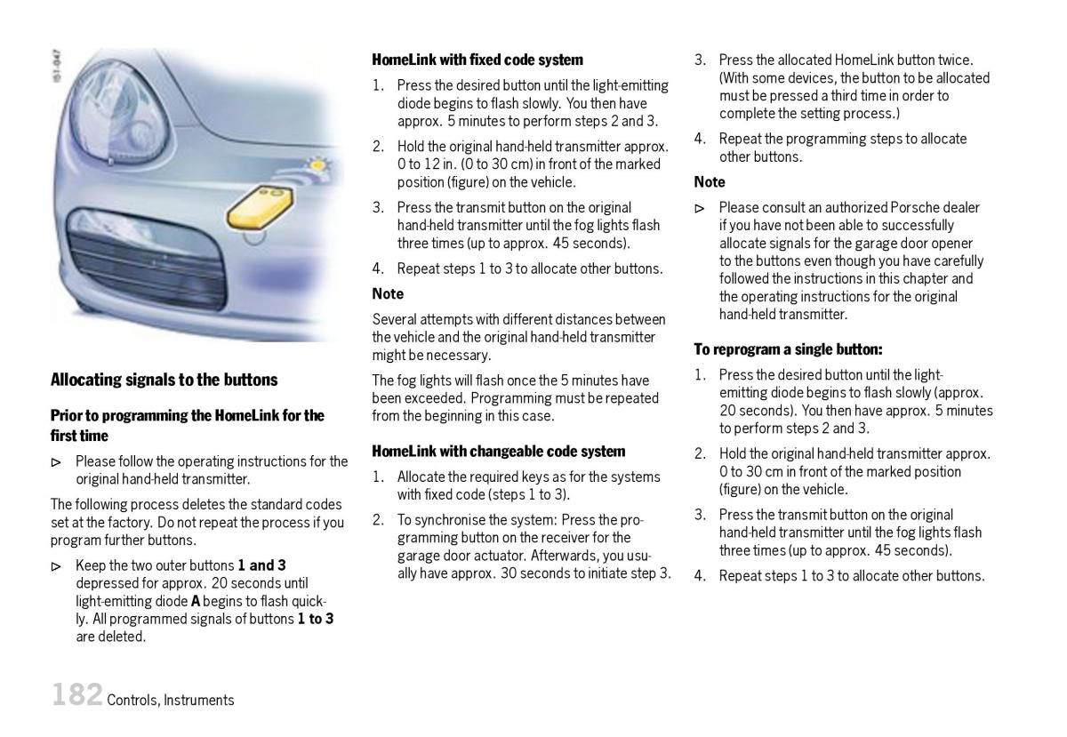 Porsche Boxster 987 owners manual / page 184