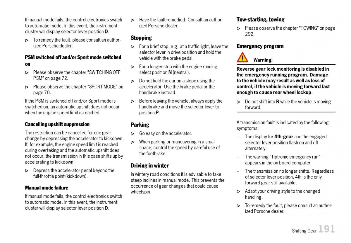 Porsche Boxster 987 owners manual / page 193