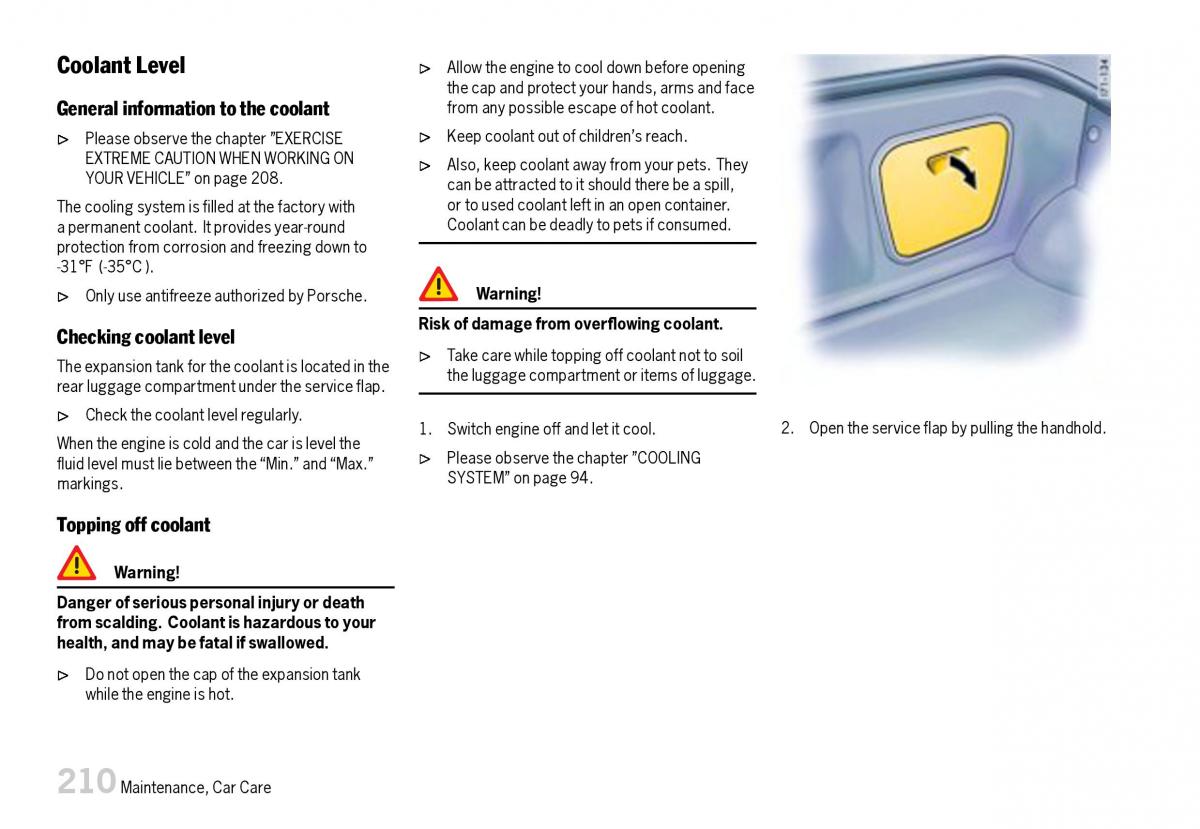 Porsche Boxster 987 owners manual / page 212