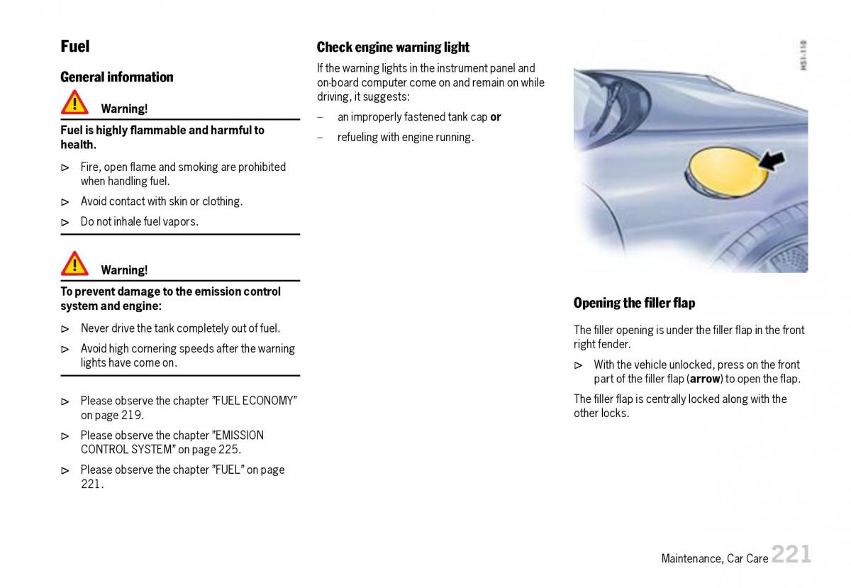 Porsche Boxster 987 owners manual / page 223