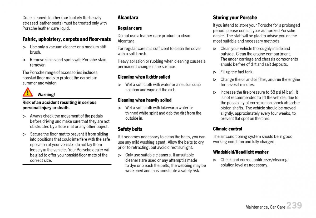 Porsche Boxster 987 owners manual / page 241