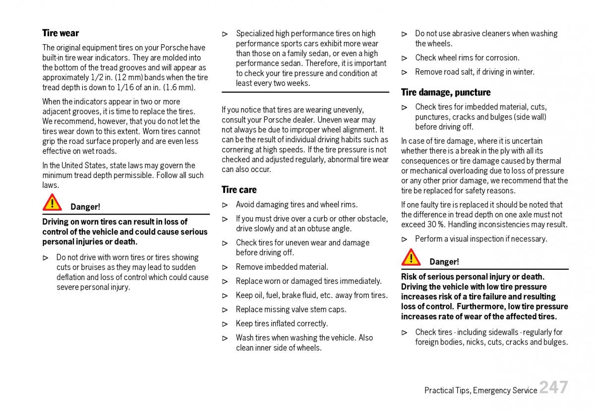 Porsche Boxster 987 owners manual / page 249