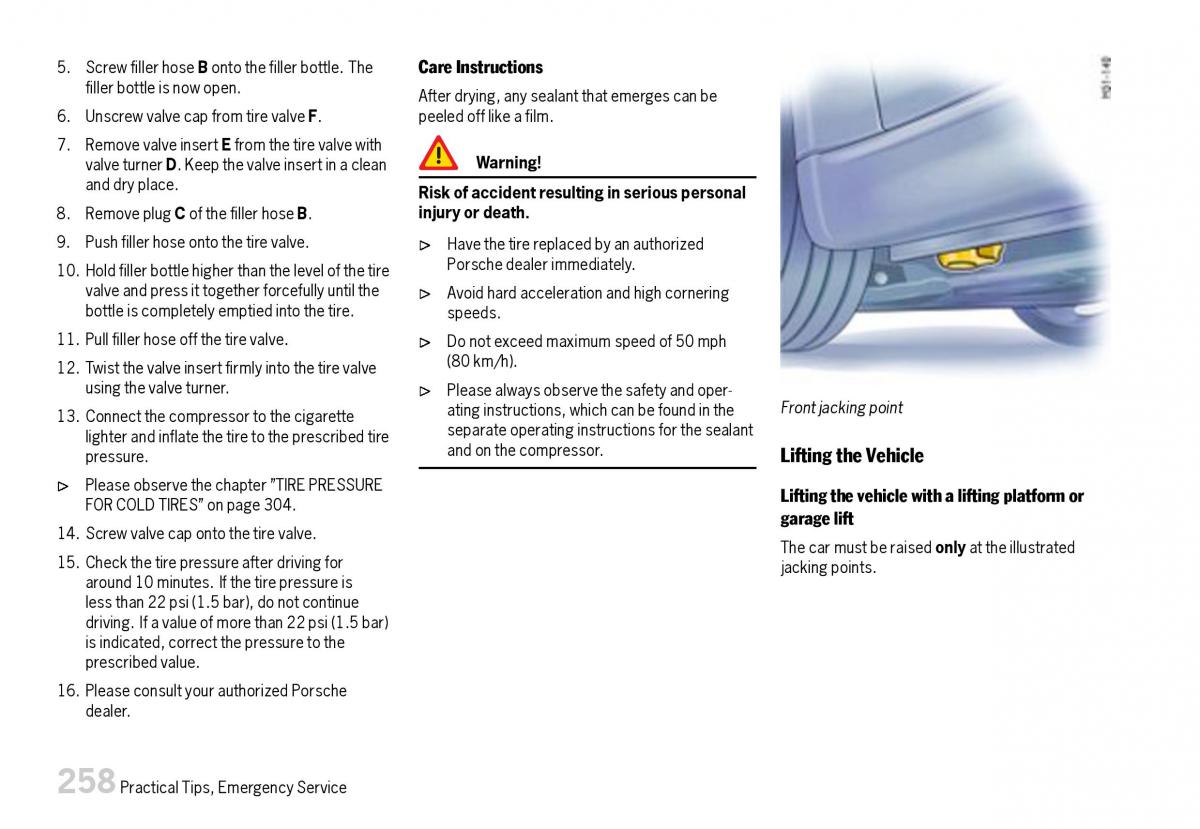 Porsche Boxster 987 owners manual / page 260