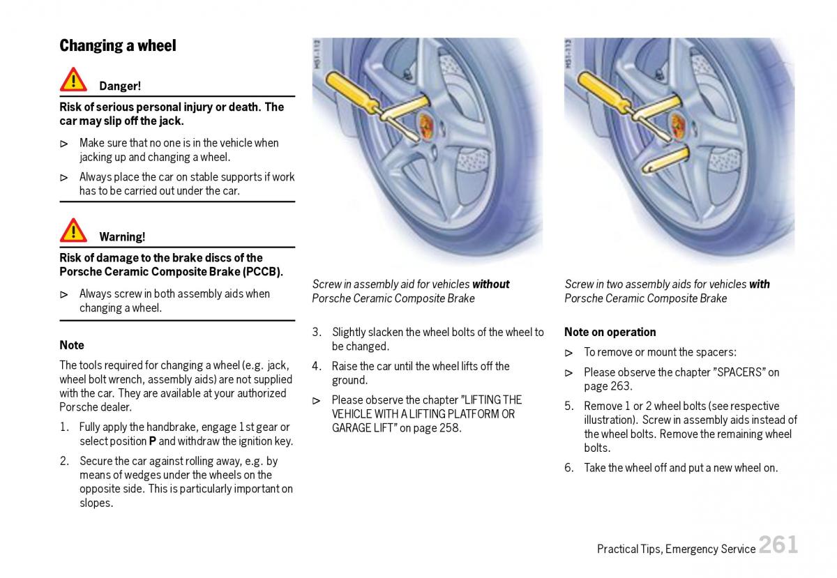 Porsche Boxster 987 owners manual / page 263