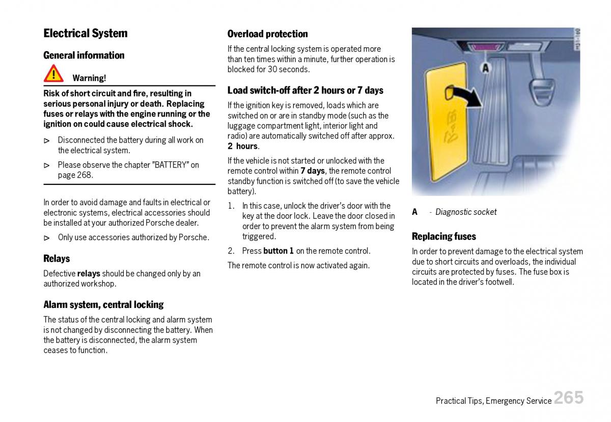 Porsche Boxster 987 owners manual / page 267