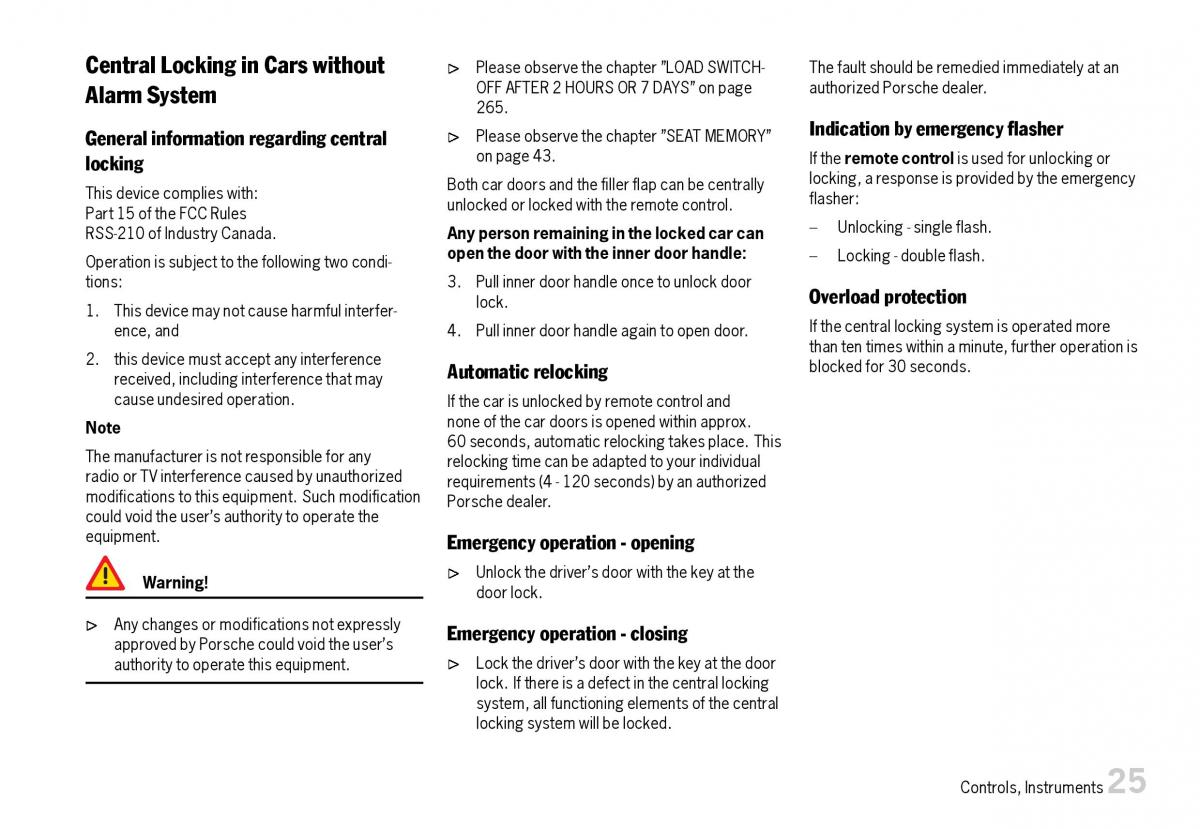 Porsche Boxster 987 owners manual / page 27