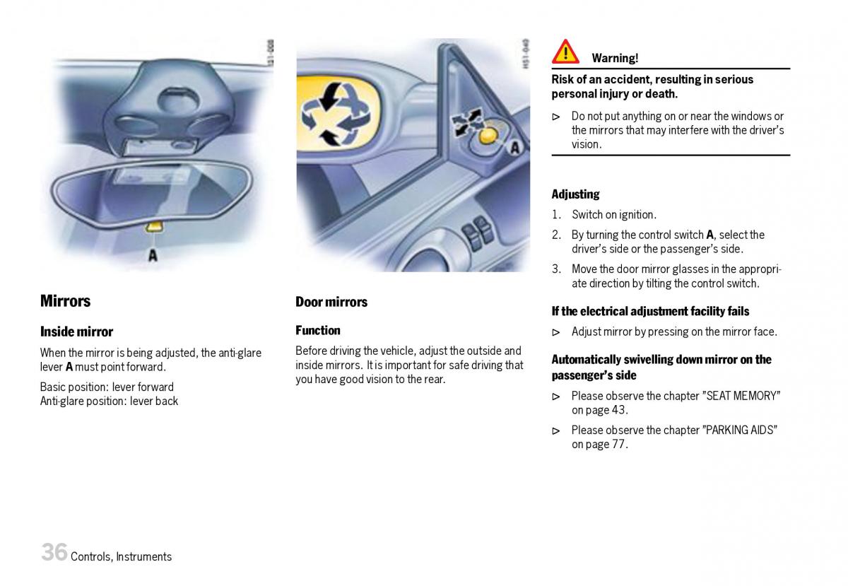 Porsche Boxster 987 owners manual / page 38