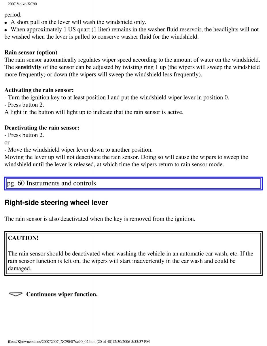 manual Volvo XC90 Volvo XC90 I 1 owners manual / page 66