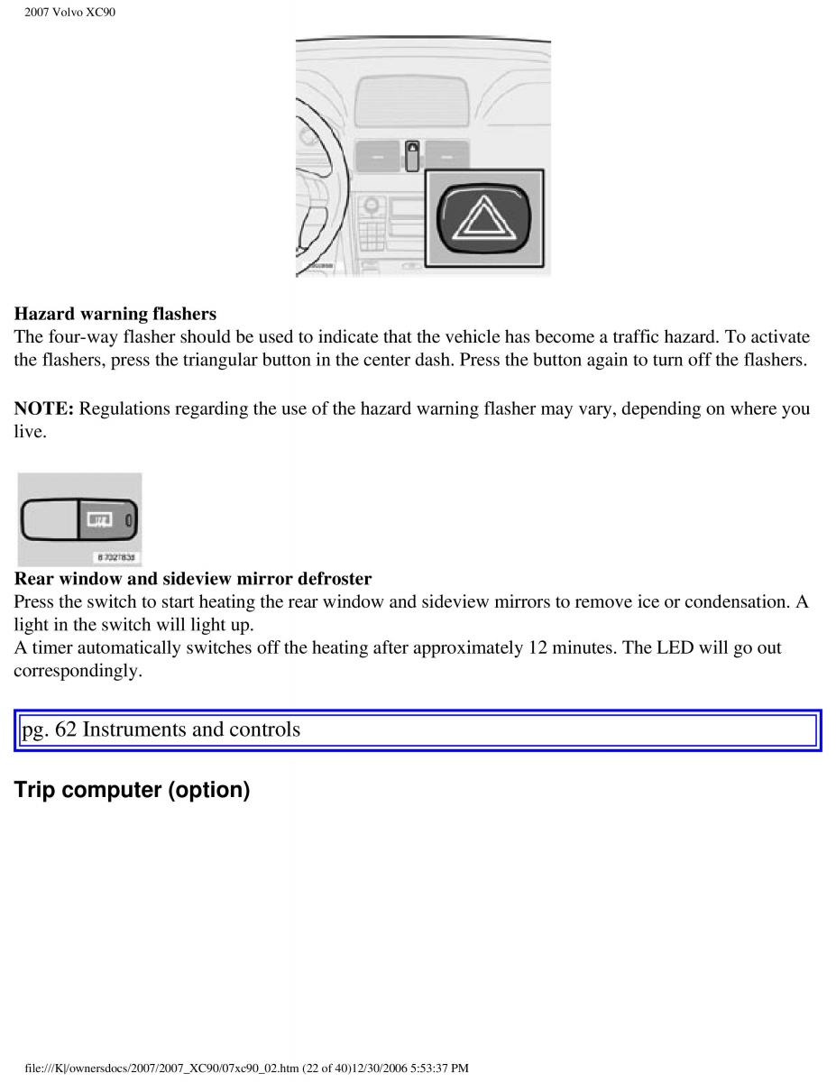 manual Volvo XC90 Volvo XC90 I 1 owners manual / page 68