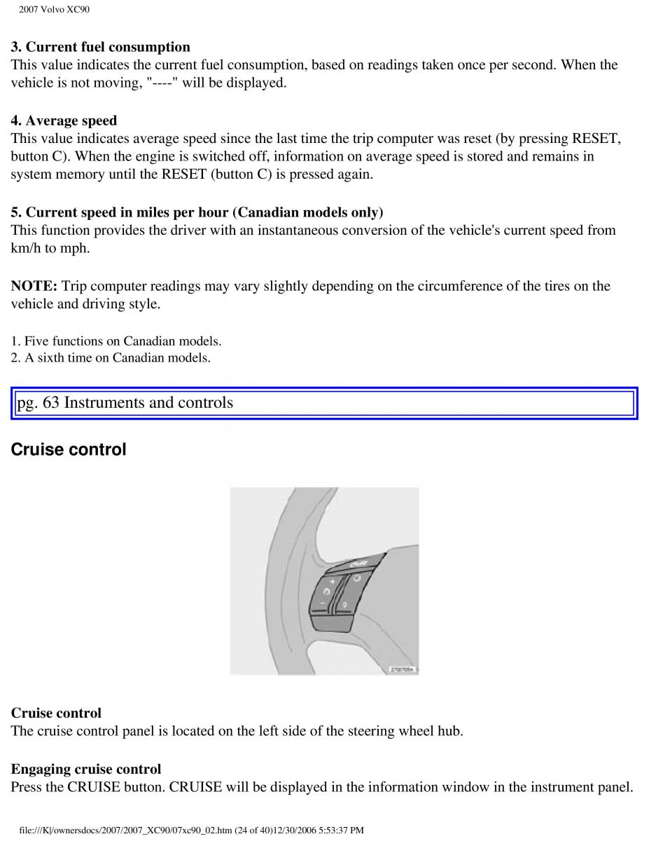 Volvo XC90 I 1 owners manual / page 70