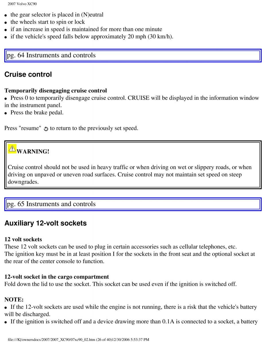 manual Volvo XC90 Volvo XC90 I 1 owners manual / page 72