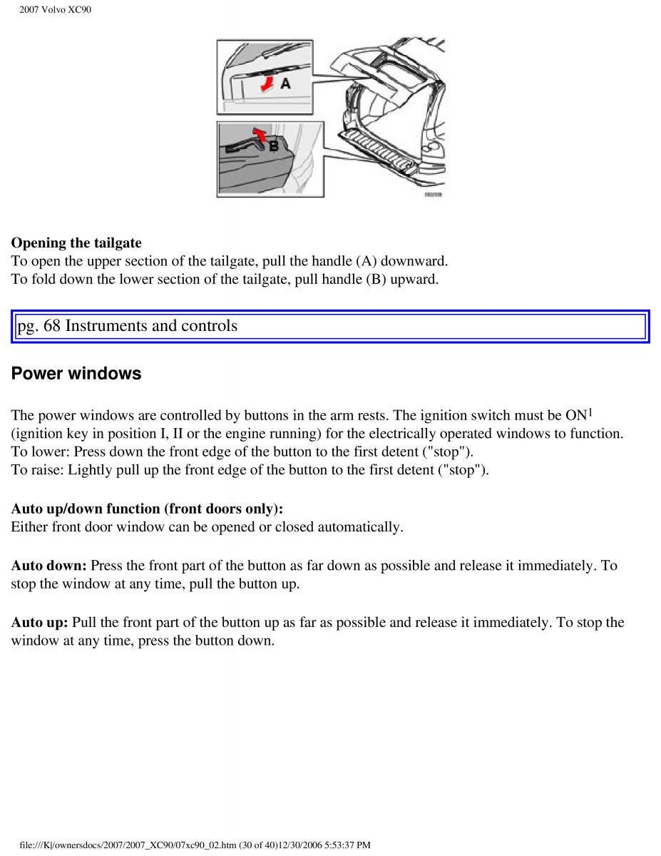 manual Volvo XC90 Volvo XC90 I 1 owners manual / page 76