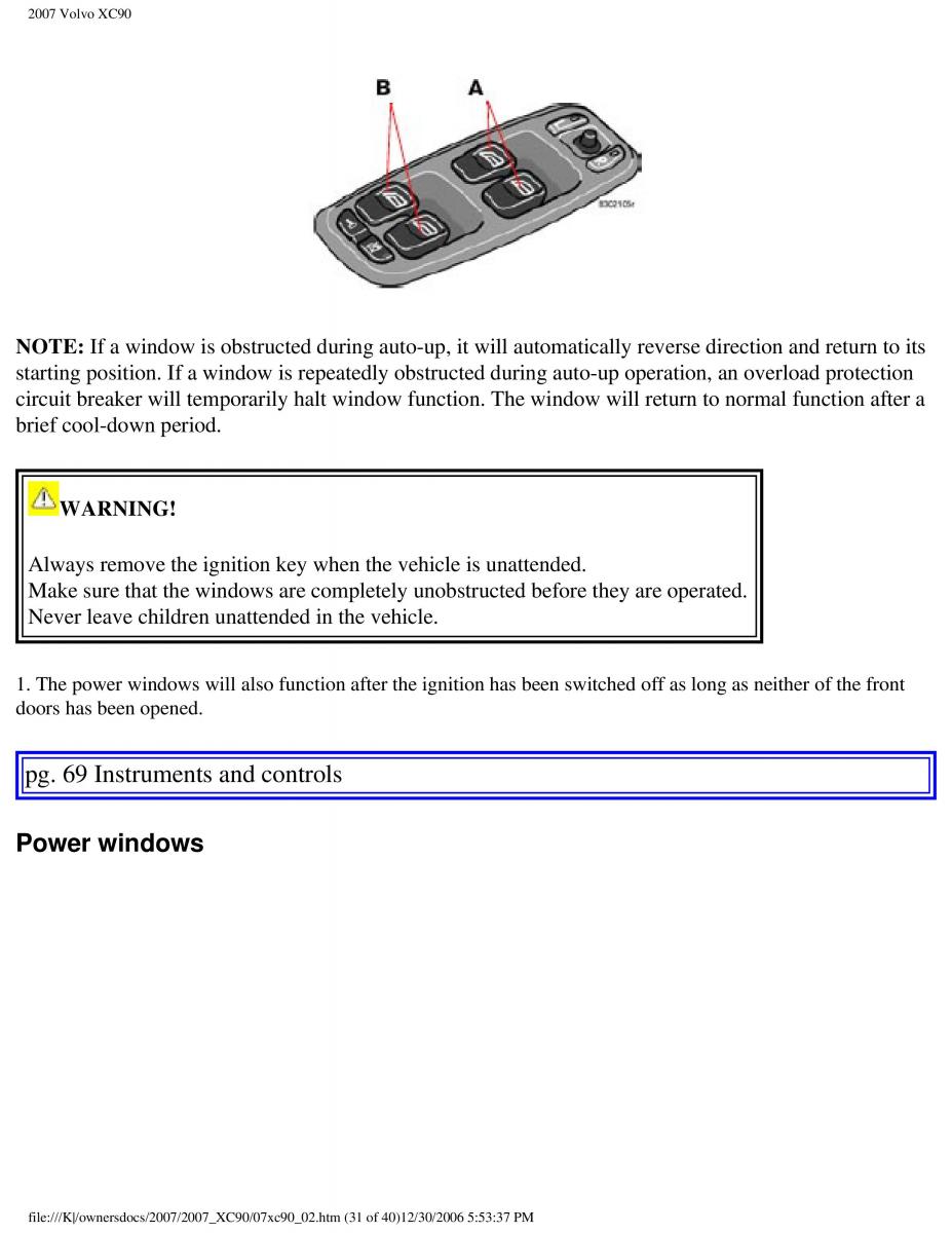 manual Volvo XC90 Volvo XC90 I 1 owners manual / page 77