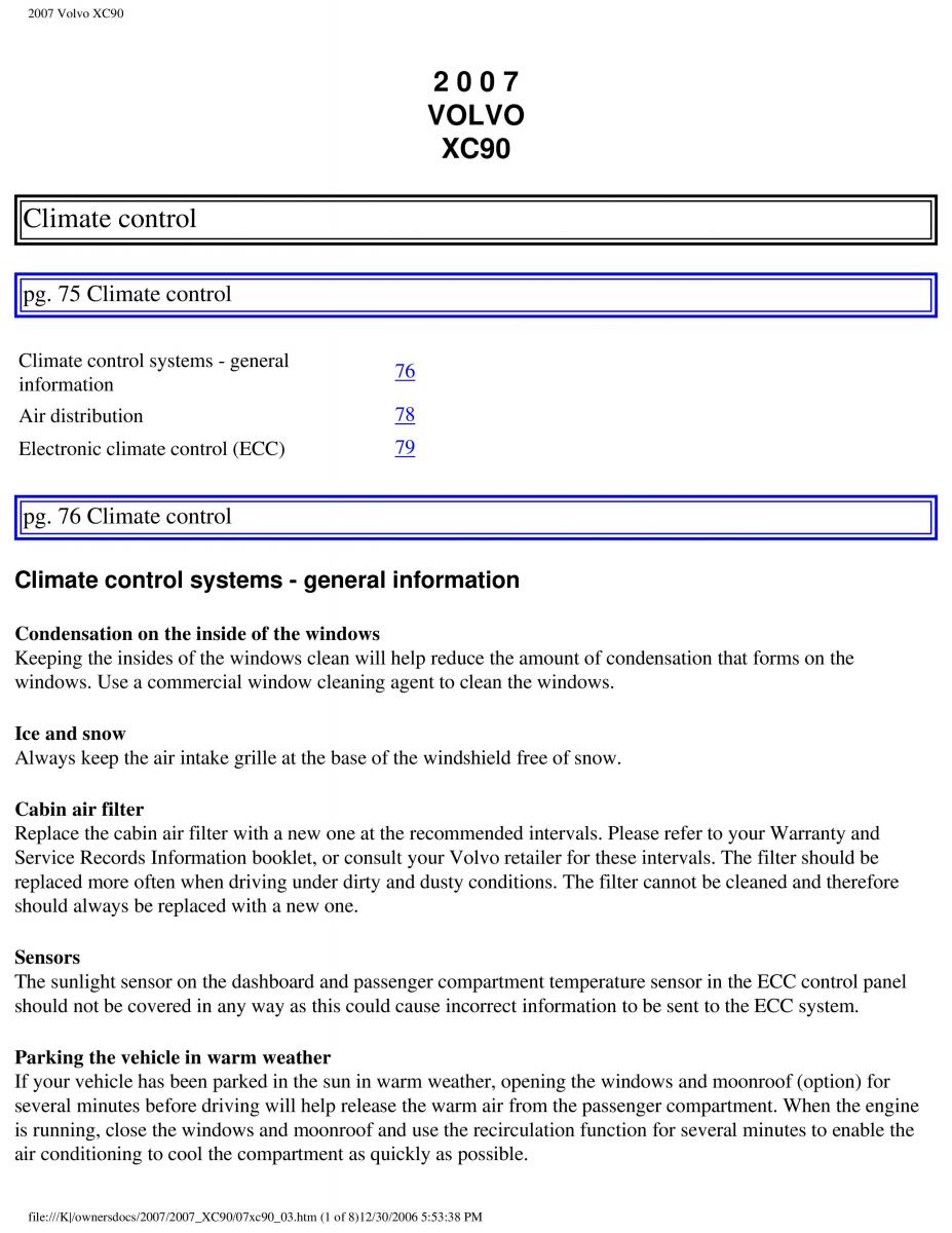 manual Volvo XC90 Volvo XC90 I 1 owners manual / page 87