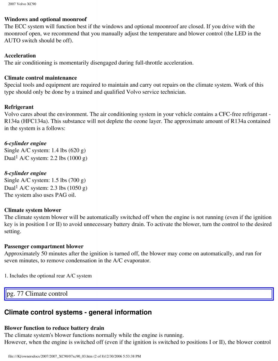 manual Volvo XC90 Volvo XC90 I 1 owners manual / page 88