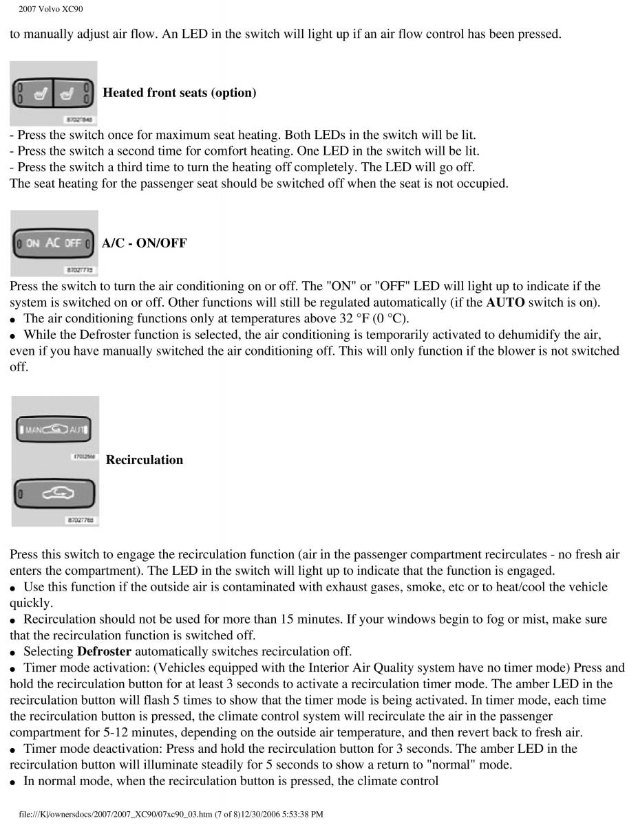 manual Volvo XC90 Volvo XC90 I 1 owners manual / page 93