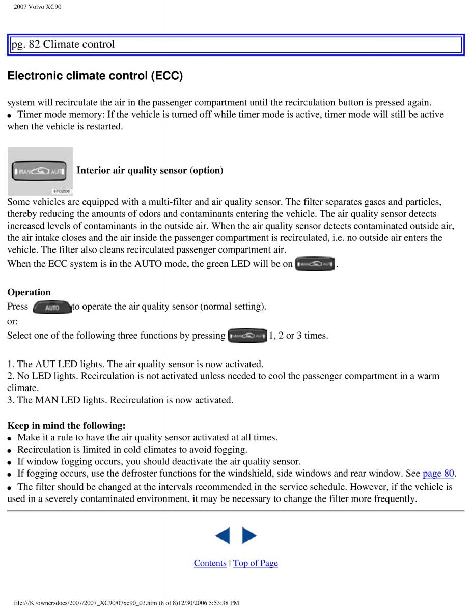 manual Volvo XC90 Volvo XC90 I 1 owners manual / page 94