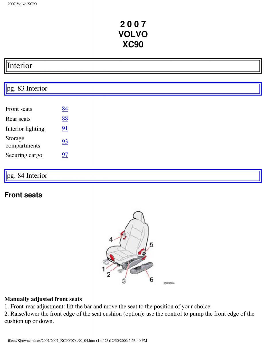 manual Volvo XC90 Volvo XC90 I 1 owners manual / page 95