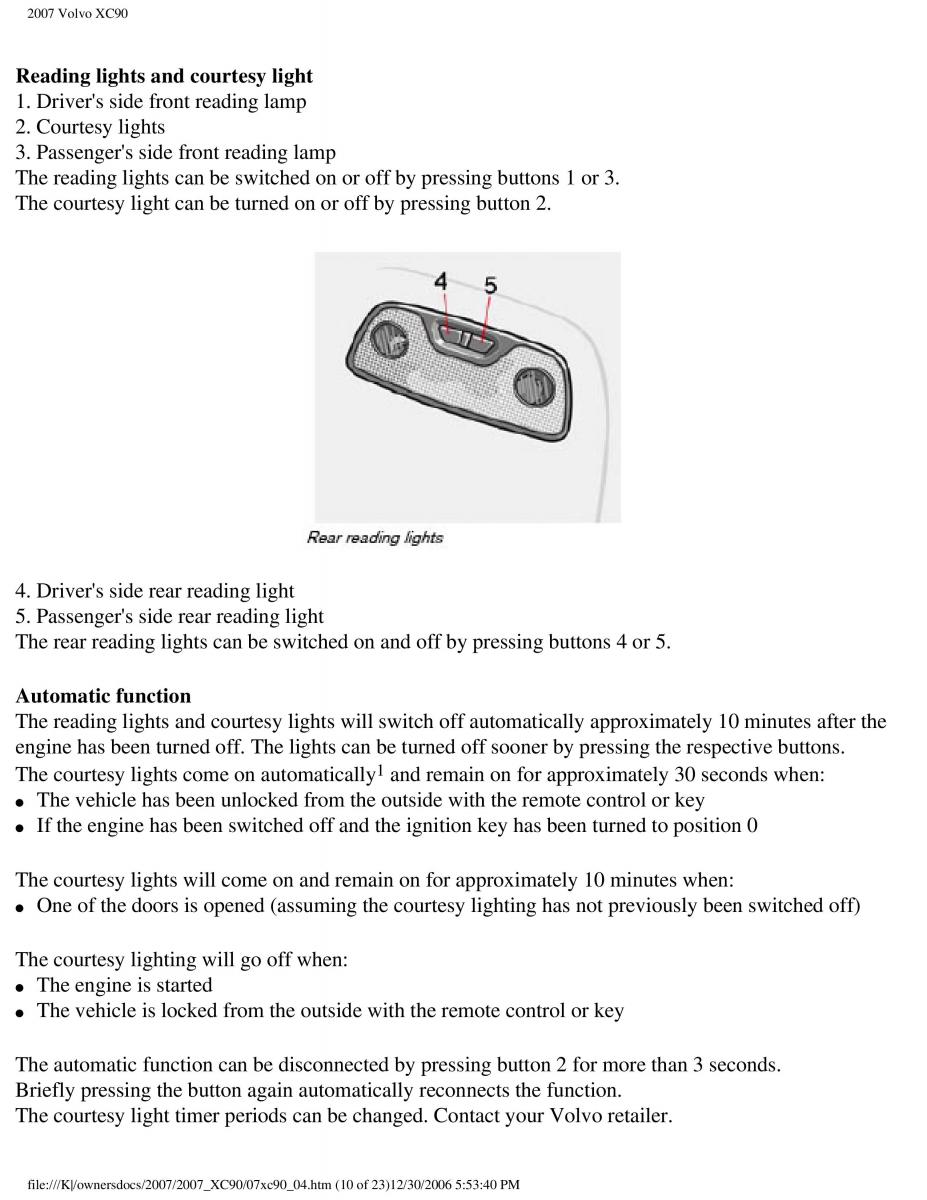 manual Volvo XC90 Volvo XC90 I 1 owners manual / page 104