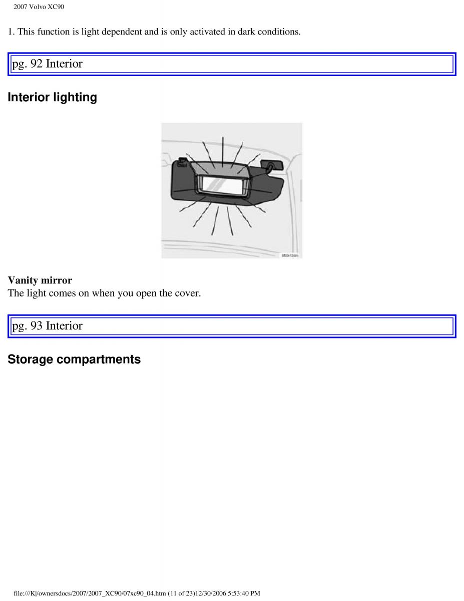 manual Volvo XC90 Volvo XC90 I 1 owners manual / page 105