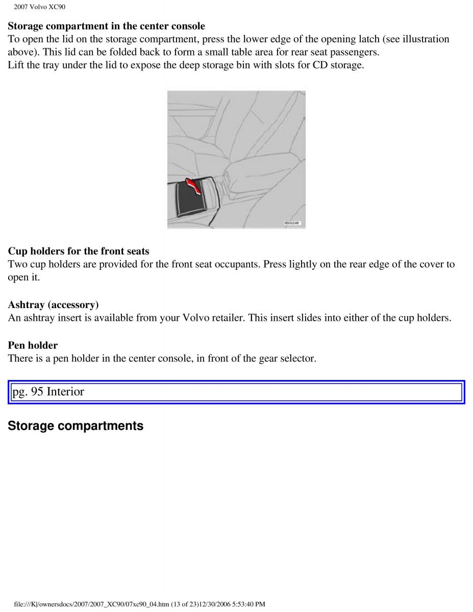 manual Volvo XC90 Volvo XC90 I 1 owners manual / page 107