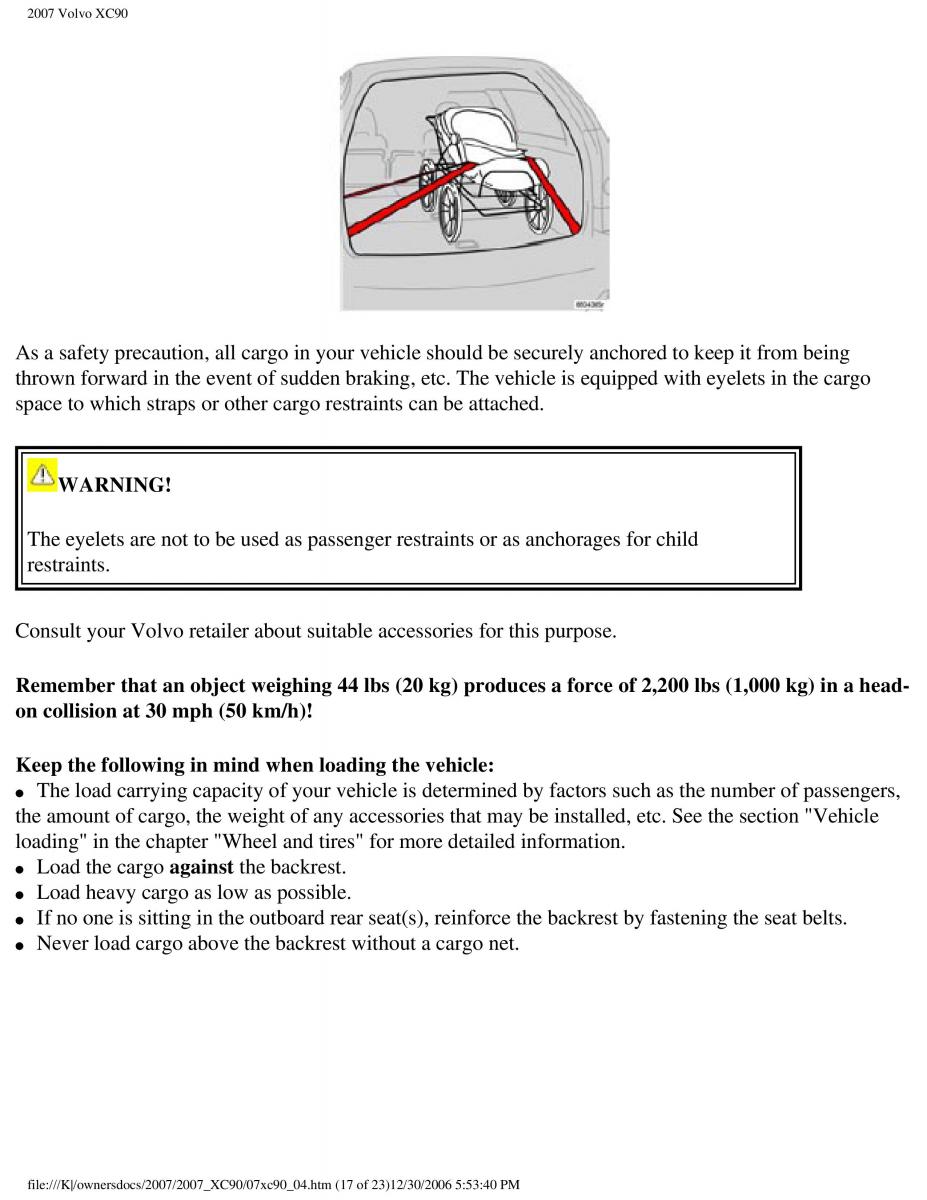 manual Volvo XC90 Volvo XC90 I 1 owners manual / page 111