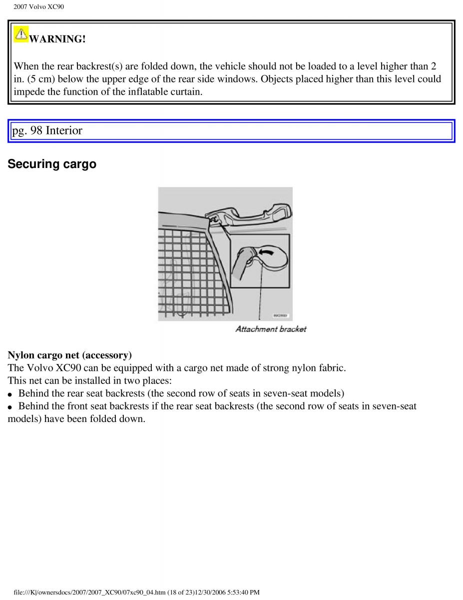 manual Volvo XC90 Volvo XC90 I 1 owners manual / page 112